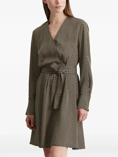 Marc O'polo Geometric-pattern Wrap Dress In Brown