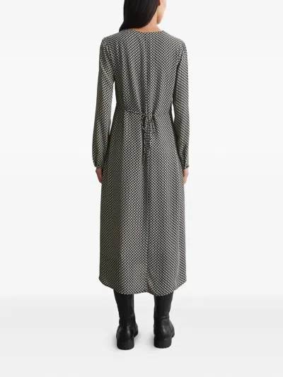 Marc O'polo Geometric-print Midi Dress In Black