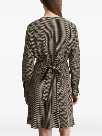Marc O'polo Geometric-pattern Wrap Dress In Brown