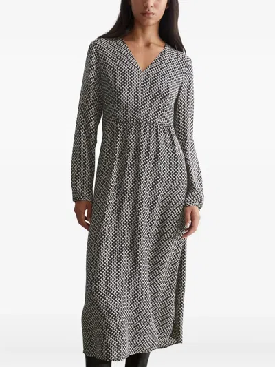 Marc O'polo Geometric-print Midi Dress In Black