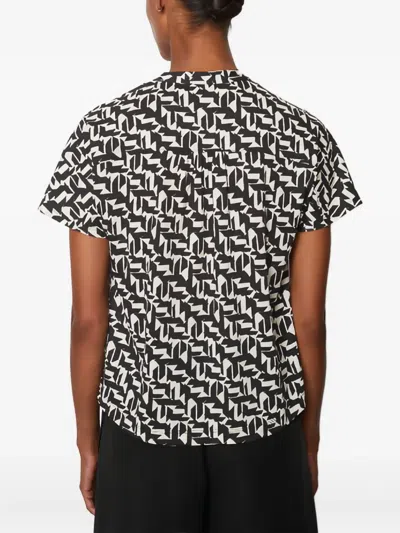 Marc O'polo Abstract-print Short-sleeve Blouse In Black