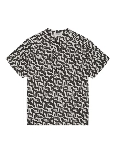 Marc O'polo Abstract-print Short-sleeve Blouse In Black