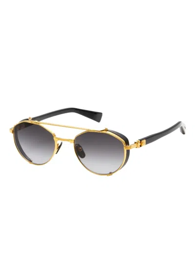 Balmain Round-frame Sunglasses In Gold
