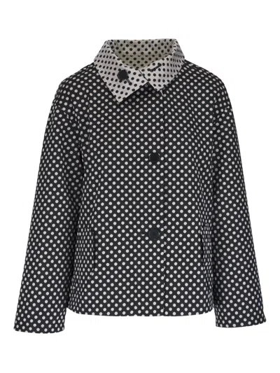 Akris Punto Polka-dot Button-up Reversible Jacket In Black