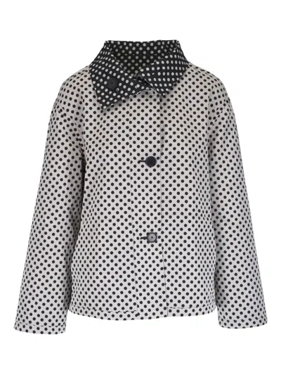 Akris Punto Polka-dot Button-up Reversible Jacket In Black