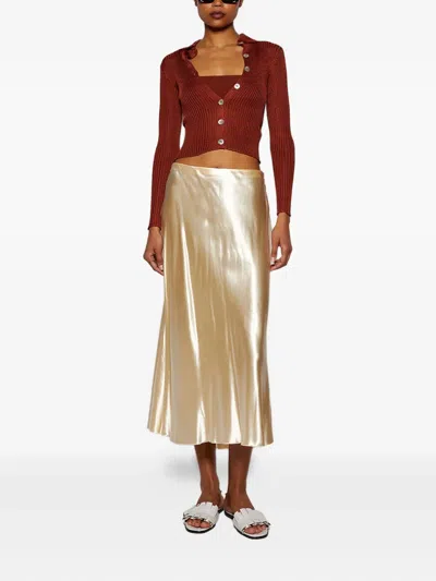 Calle Del Mar Ribbed-knit Button-up Cardigan In Red