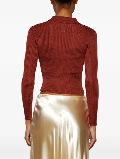 Calle Del Mar Ribbed-knit Button-up Cardigan In Red