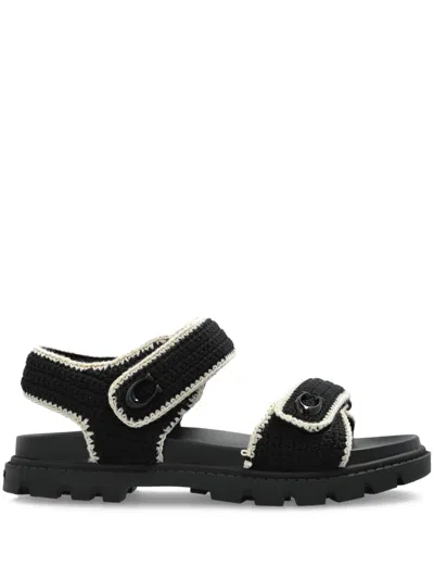 Coach Brynn Crochet Double-strap Sandals In Black