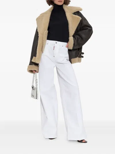 Dsquared2 Cap-sleeve Turtleneck Top In Black