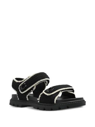 Coach Brynn Crochet Double-strap Sandals In Black