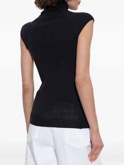 Dsquared2 Cap-sleeve Turtleneck Top In Black