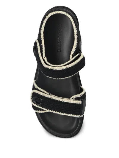 Coach Brynn Crochet Double-strap Sandals In Black