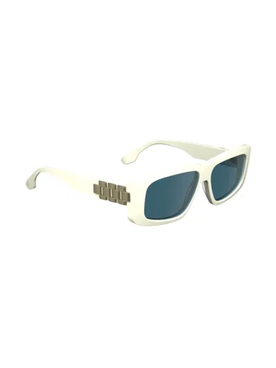 Victoria Beckham Chain 55mm Rectangular Sunglasses In White
