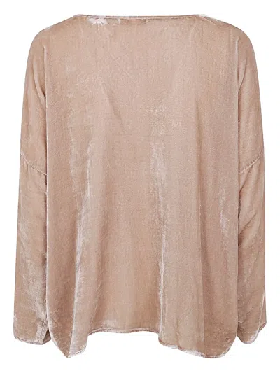 Bianco Levrin Velvet V-neck Top In Neutral