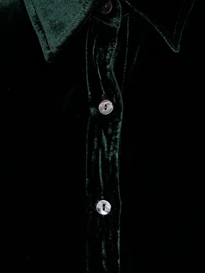 Bianco Levrin Velvet Button Shirt In Green