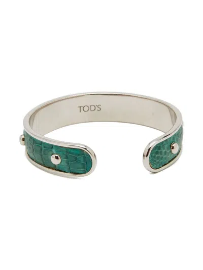 Pre-owned Tod's Embossed Leather Studded Bracelet