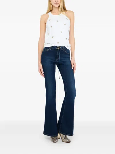 Liu •jo Flare Jeans With Belt In Blue