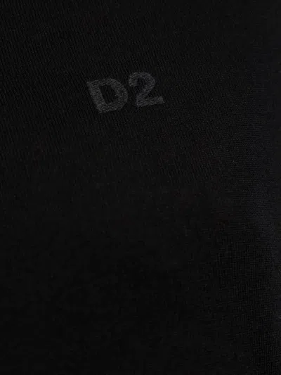 Dsquared2 Logo-embroidered Short-sleeve Knit Top In Black