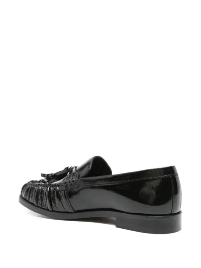 Alohas Marietta Onix Black Leather Loafers In Blue