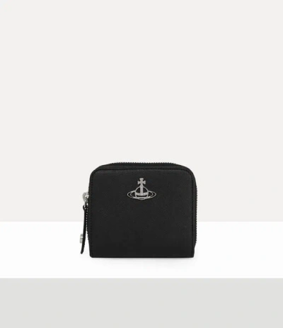 Vivienne Westwood Medium Zip Wallet Faux Leather Black One Size Unisex In Black