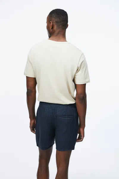A Days March Ipu Drawstring Linen Shorts - Herringbone In Blue