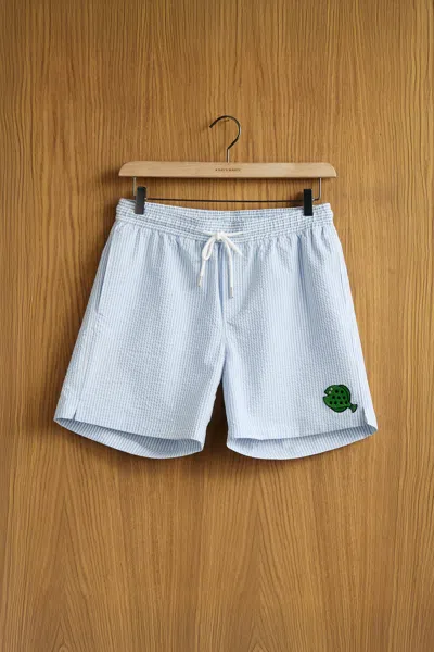 A Days March Owe Flounder Seersucker Swim Shorts In White