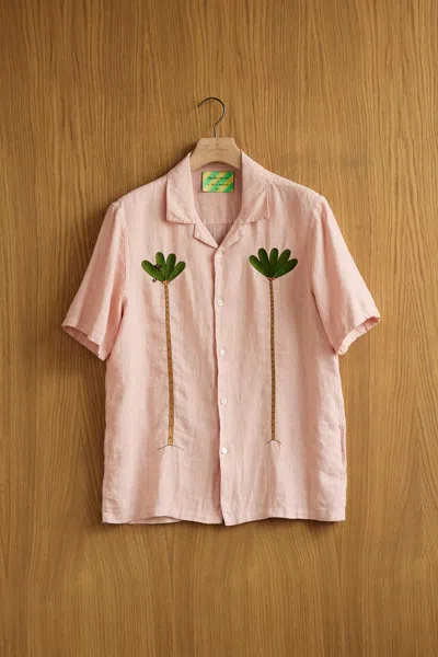A Days March Owe Embroidered Palm Linen Shirt In Multi