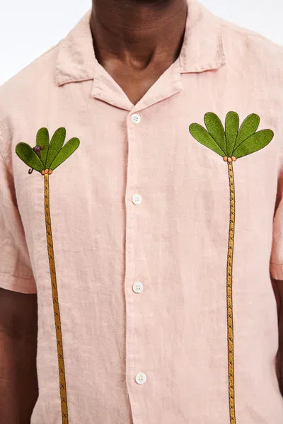 A Days March Owe Embroidered Palm Linen Shirt In Multi