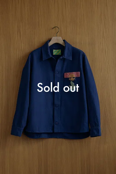 A Days March Owe Embroidered Frog Overshirt In Blue