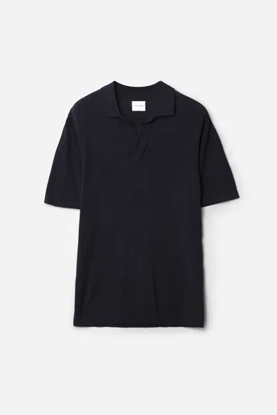 A Days March Ebro Cotton Merino Polo Shirt In Black