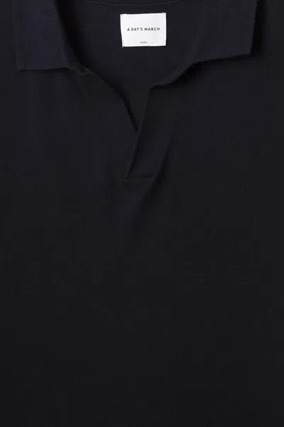 A Days March Ebro Cotton Merino Polo Shirt In Black