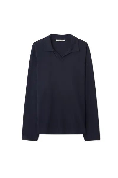 A Days March Branford Long Sleeve Jersey Polo In Blue