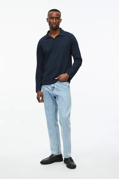A Days March Branford Long Sleeve Jersey Polo In Blue