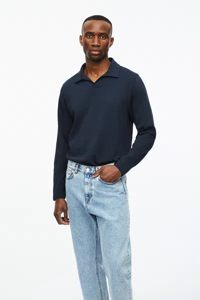 A Days March Branford Long Sleeve Jersey Polo In Blue