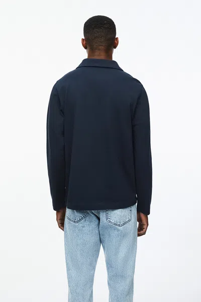 A Days March Branford Long Sleeve Jersey Polo In Blue
