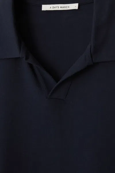A Days March Branford Long Sleeve Jersey Polo In Blue