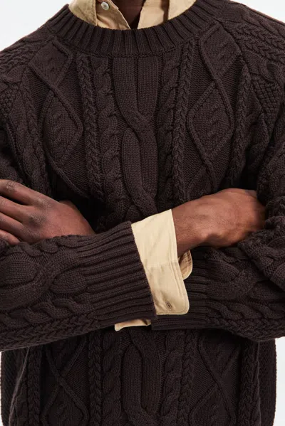 A Days March Atlas Aran Knit Sweater In Brown