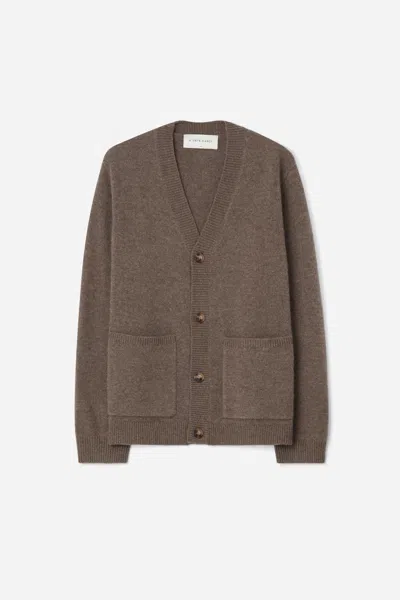 A Days March Jarrow Lambswool Cardigan In Brown
