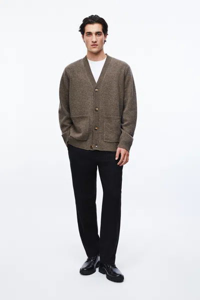 A Days March Jarrow Lambswool Cardigan In Brown