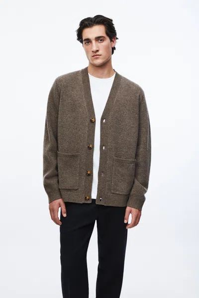 A Days March Jarrow Lambswool Cardigan In Brown