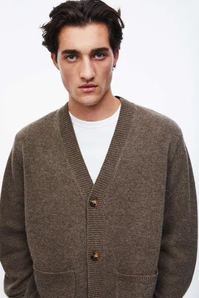 A Days March Jarrow Lambswool Cardigan In Brown