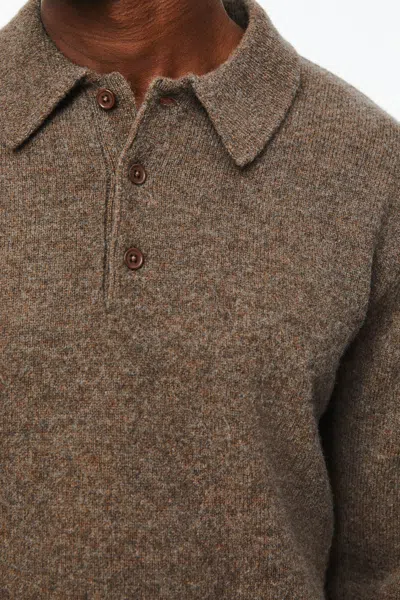 A Days March Avoch Lambswool Polo In Brown