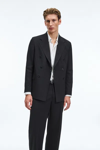 A Days March Welland Double Breasted Wool Blend Blazer In Black