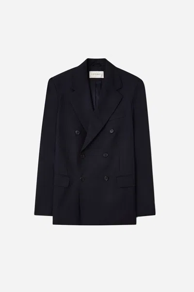 A Days March Welland Double Breasted Fine Wool Blazer In Blue