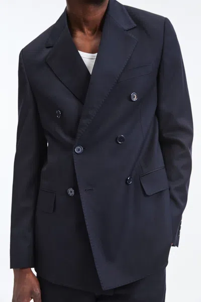 A Days March Welland Double Breasted Fine Wool Blazer In Blue