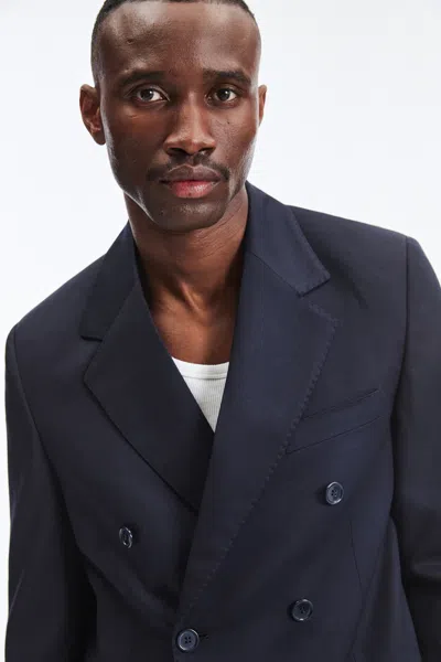 A Days March Welland Double Breasted Fine Wool Blazer In Blue