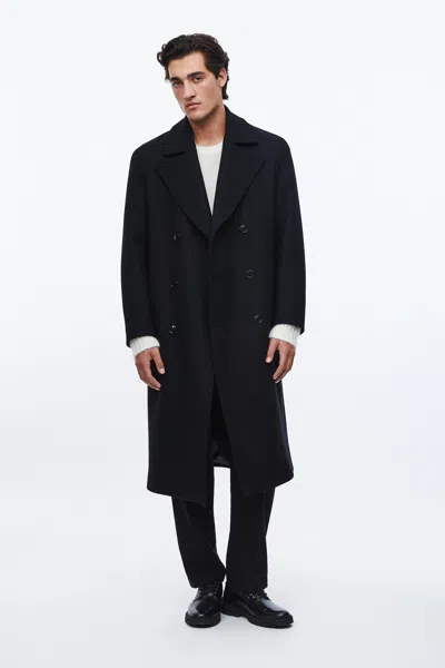 A Days March Bristol Double Breasted Wool Coat In Black