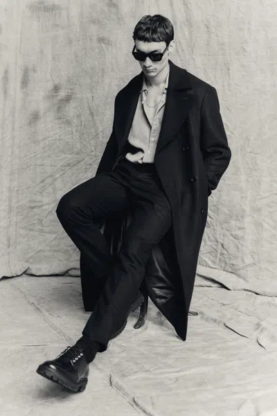 A Days March Bristol Double Breasted Wool Coat In Black