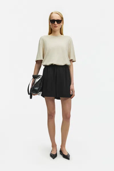 A Days March Barley Elastic Waist Lyocell Shorts In Black