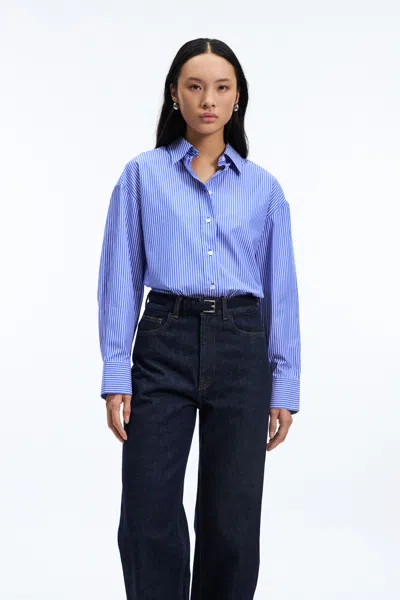 A Days March Savona Striped Poplin Shirt In Blue
